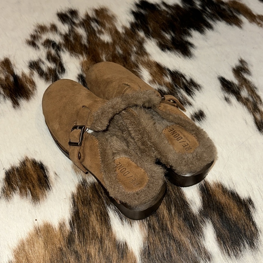 RE/DONE Cottagecore Brown Suede Clogs - Picture 4 of 8